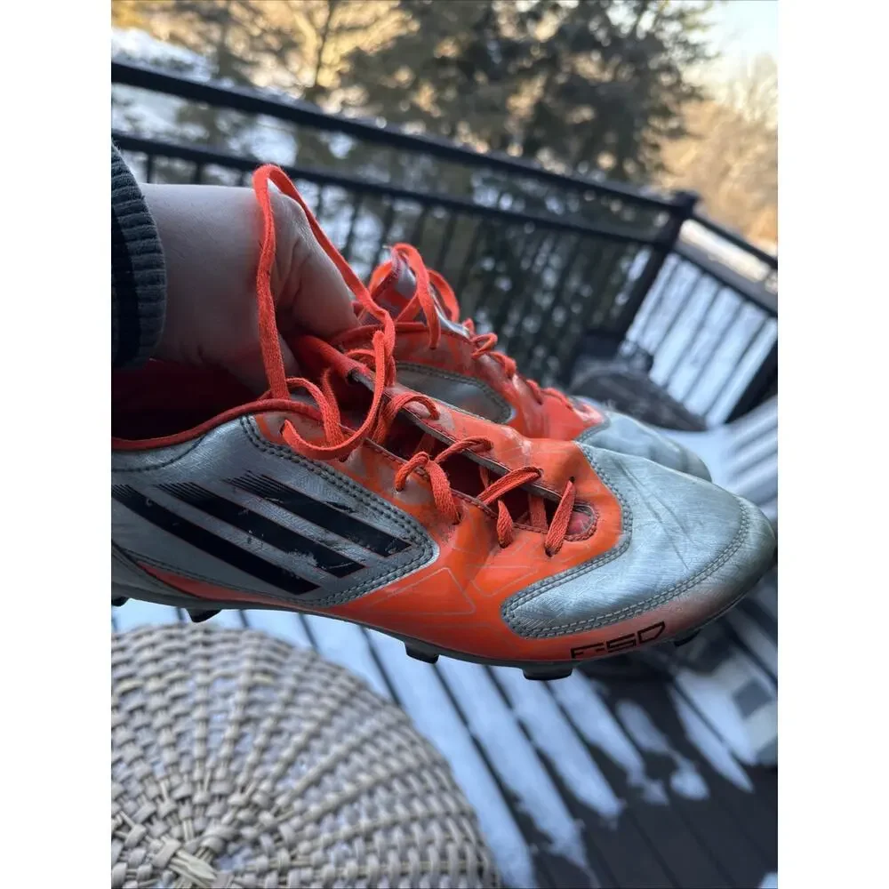 Adidas F50 Adizero Leather Soccer Boots Cleats Gray Orange 8.5 US 8 UK 42 FR